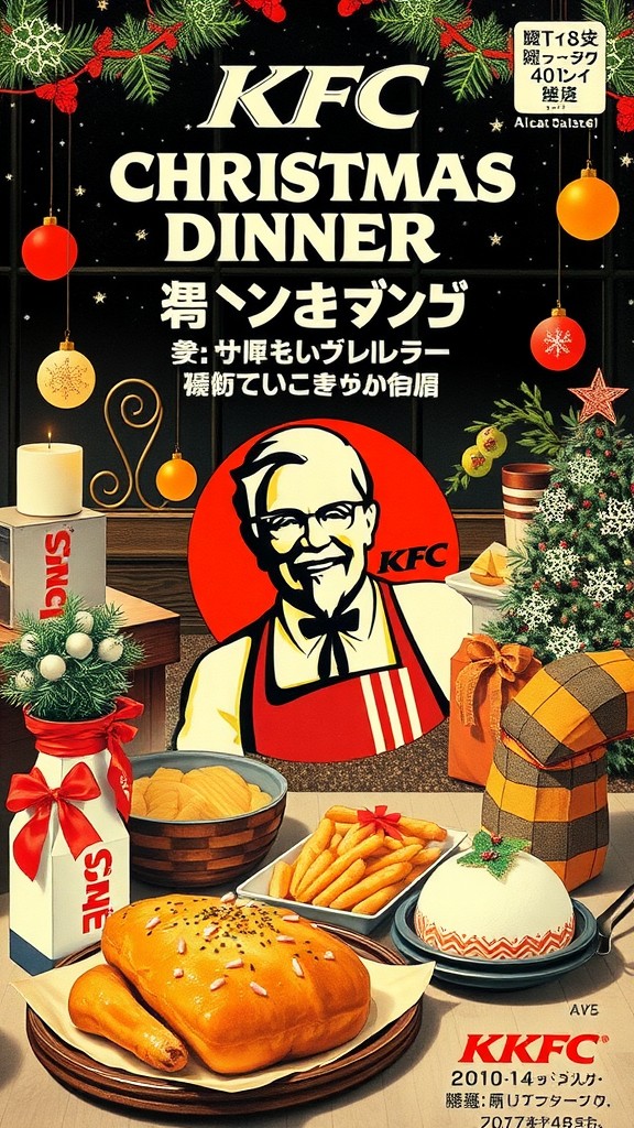 KFC Christmas Dinner promotional image featuring festive food arrangement